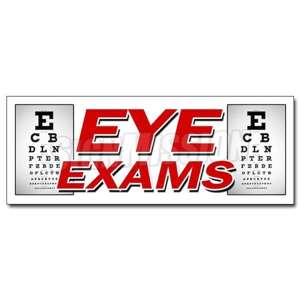 EYE EXAMS DECAL sticker optometrist optician glasses prescription lens, D-36 Eye Exams